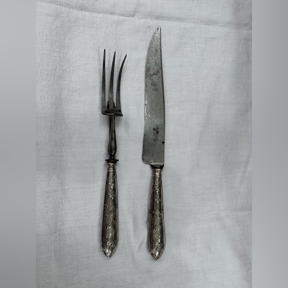Antique Paris Collectible Sterling Silver  Carving Set Knife & Fork